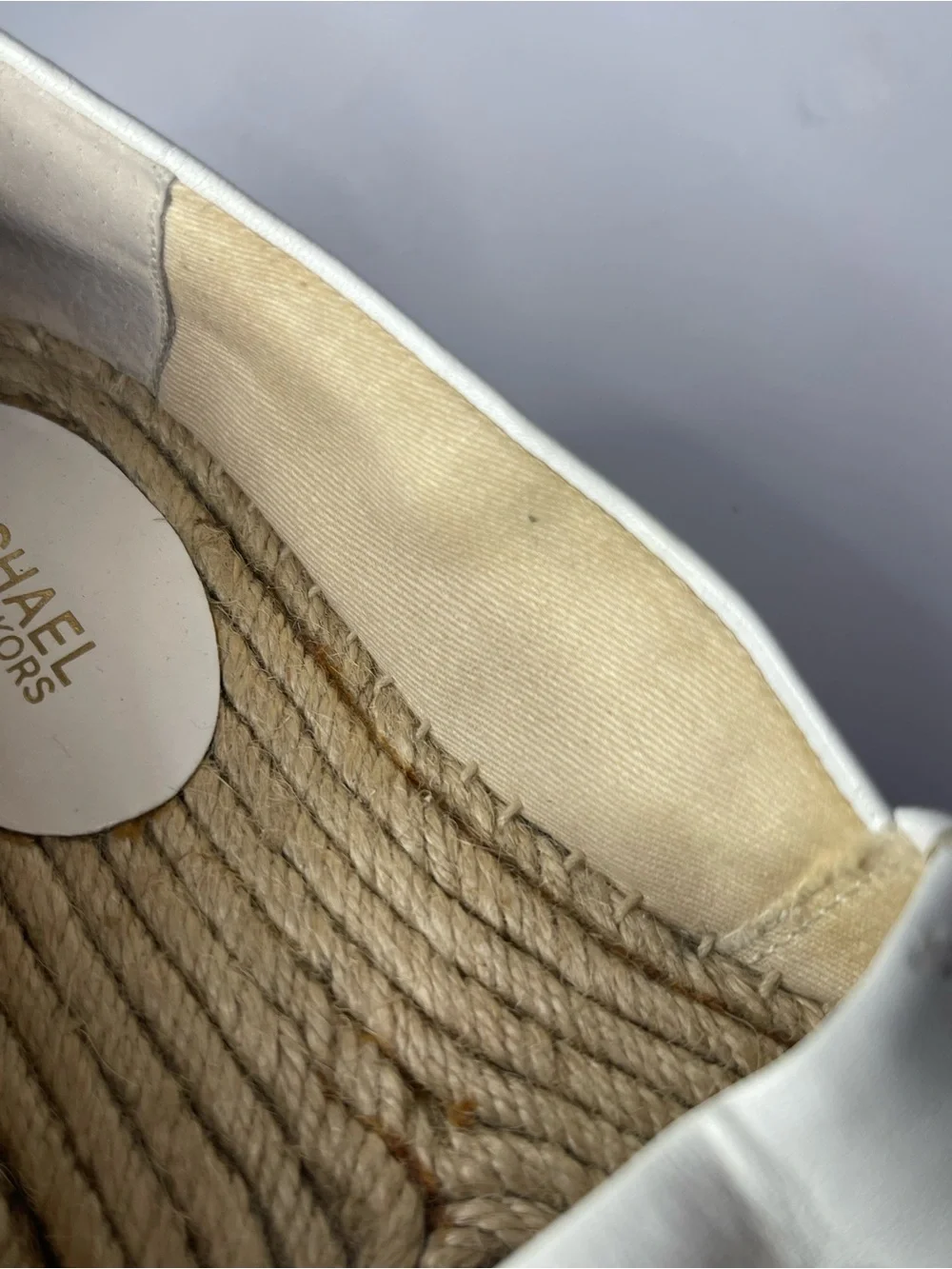 Michael Kors Heidi White Leather Slip-On Espadrille with Floral Accents size 36